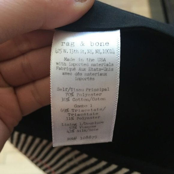 Rag & Bone New York Angular Stripe Embroidered Mini skirt Black White Pink - Picture 6 of 16